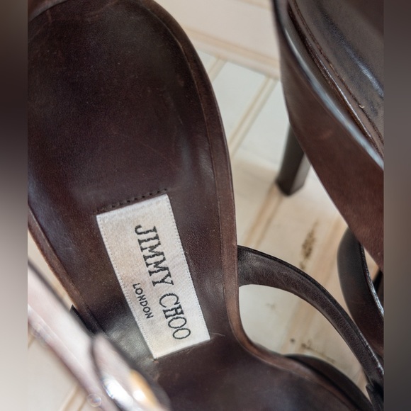 Brown Leather Jimmy Choo Strappy Sandals 39 - Picture 6 of 12
